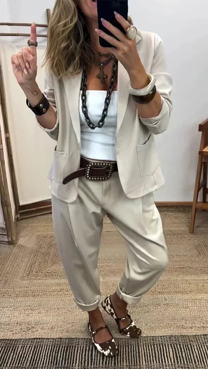 👔 50% OFF! 💼 Women's Business Suit – Blazer with Collar & Trousers, Non-Iron & Classic Look 👖