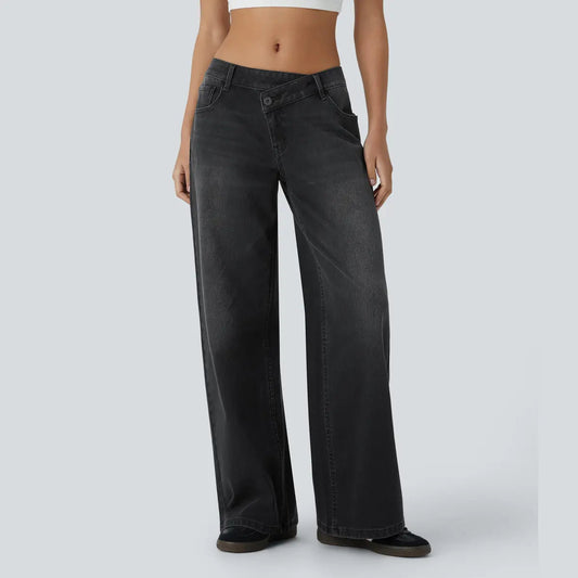 Asymmetric Wide-Leg Denim