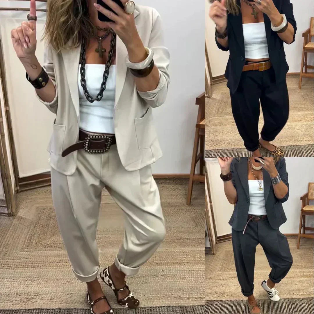 👔 50% OFF! 💼 Women's Business Suit – Blazer with Collar & Trousers, Non-Iron & Classic Look 👖