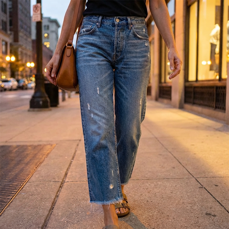 Retro Cropped Straight Leg Jeans