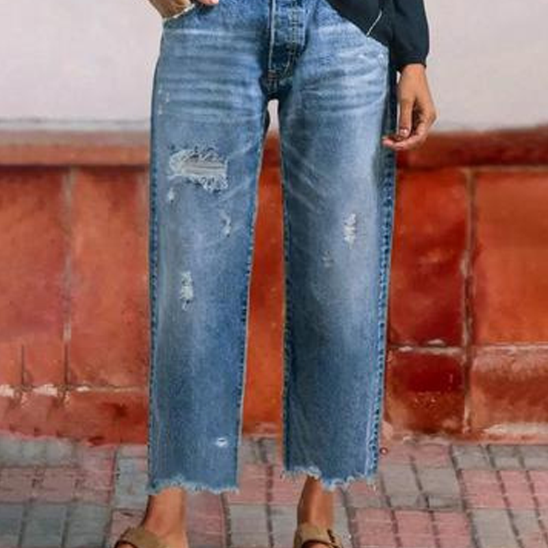 Retro Cropped Straight Leg Jeans