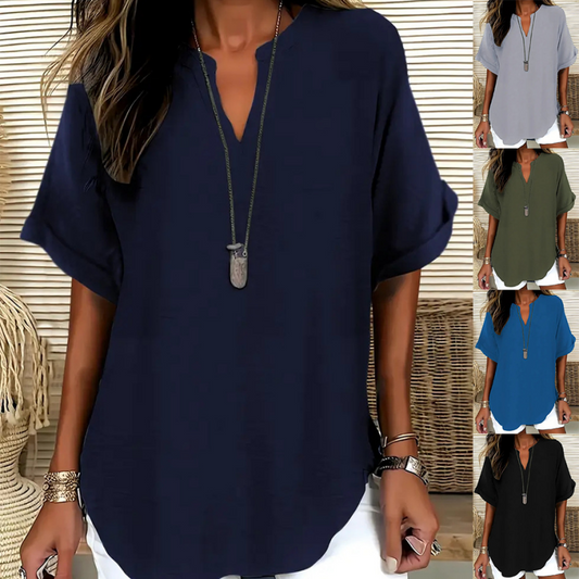 Everyday Notched Neck Casual Tee