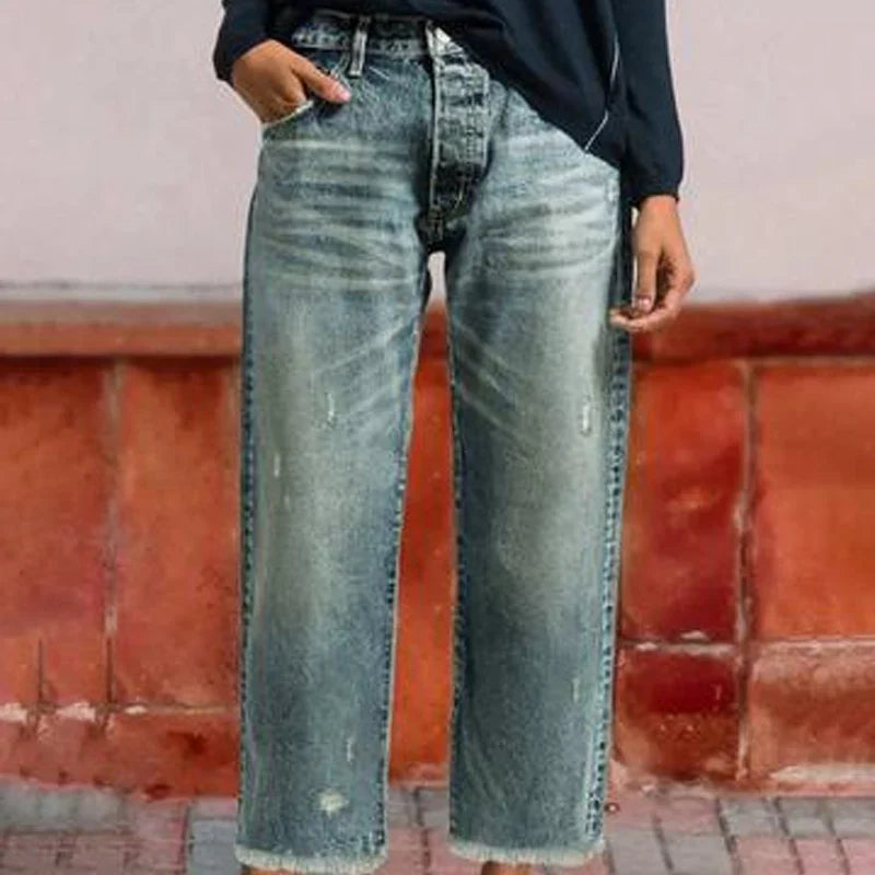 Retro Cropped Straight Leg Jeans